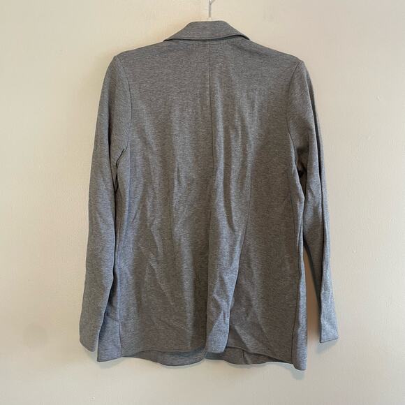 J Jill Size M Gray Blazer Cotton Blend Stretch Long Sleeves 3 Buttons Unlined - Picture 2 of 6